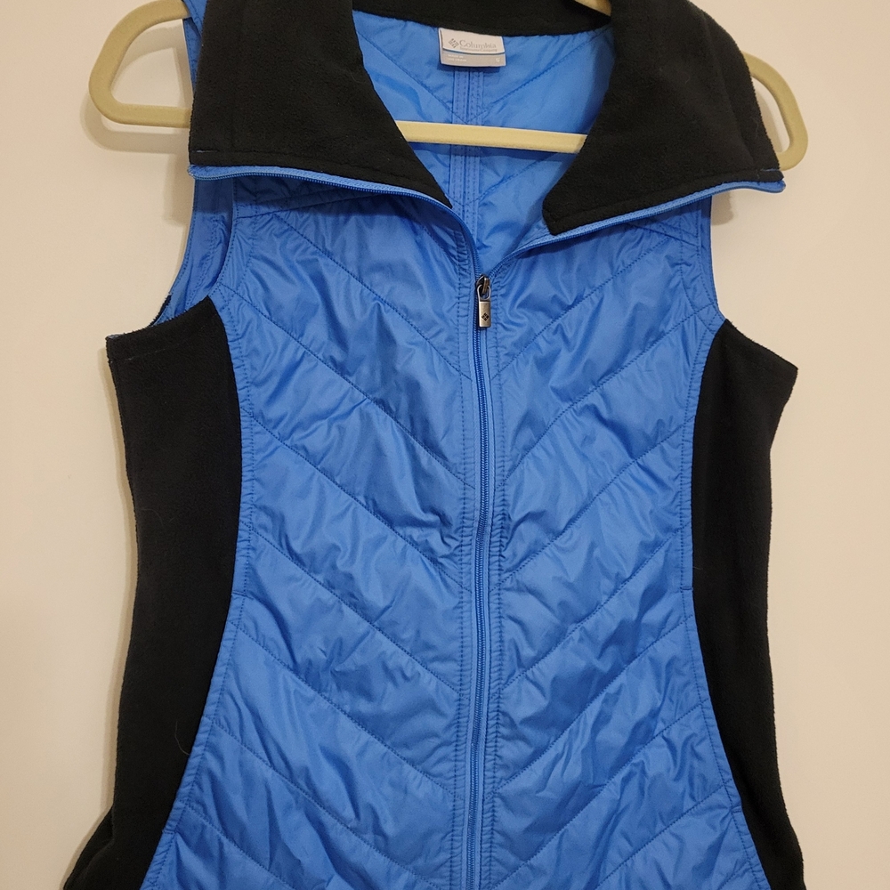 NEW Columbia Sleeveless Puffer Vest Jacket Womens Small Blue Black Full Zip
